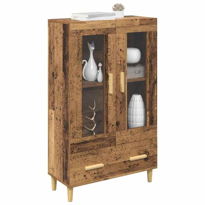 vidaXL - Highboard - Oud - Hout - 70 - x - 31 - x - 115 - cm - Bewerkt - hout