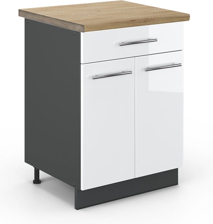 Vicco Fame-Line Keukenonderkast – 60 cm met lade, WB Eik Wit Hoogglans