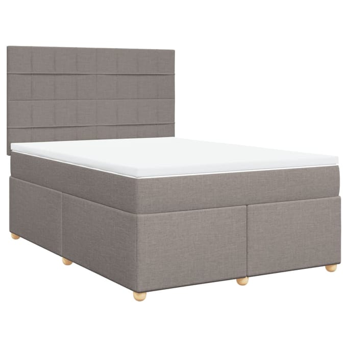 vidaXL - Boxspring - met - matras - stof - taupe - 160x200 - cm
