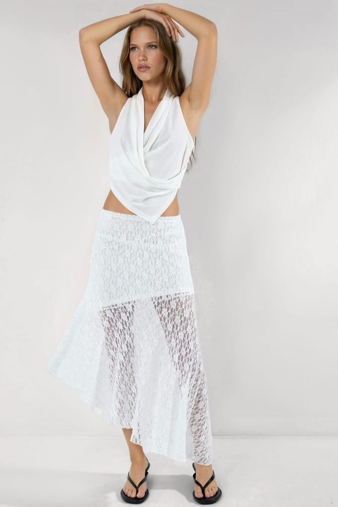 Asymmetrische Kanten Midi Rok