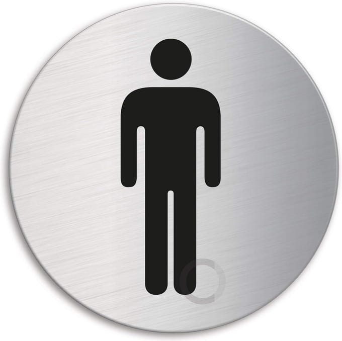Rond Mannen Toilet Deurbord Ø 130 mm RVS Zelfklevend