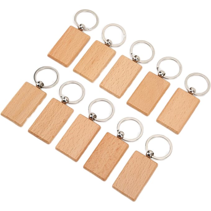 10 Stuks Blanco Houten Sleutelhanger Glad Duurzaam Stevig Lichtgewicht Uniforme Maat Onbewerkt Hout Sleutelhanger white
