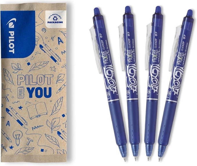 Set van 4 Uitwisbare Rollerballpennen - Direct Herschrijfbaar en Navulbaar