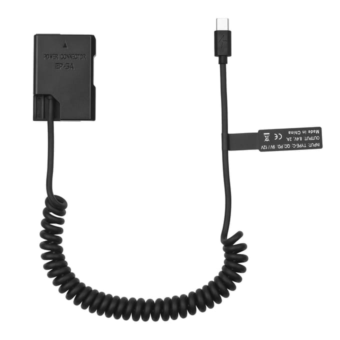 Andoer EN-EL14 Dummy-batterij USB-C-koppelingsadapter Dummy-batterijkoppeling met USB Type-C-veer zwart