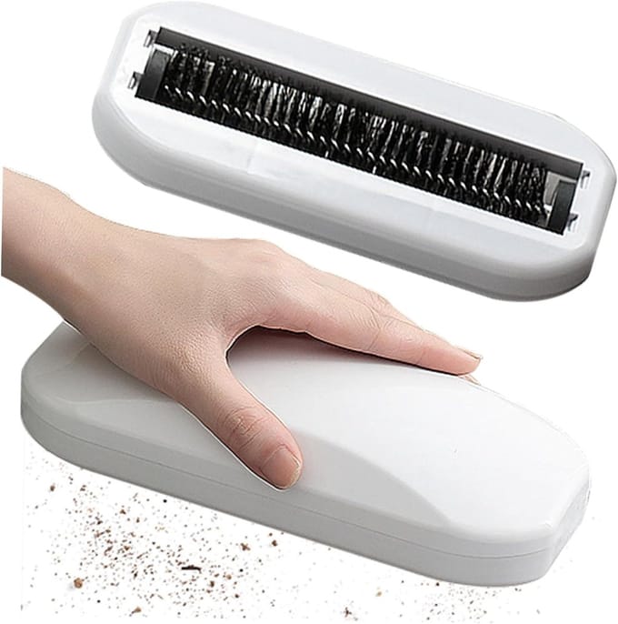 Kruimeldief - Handveger - Snel Opruimen - Dubbele Rolborstel - 2 stuks - Wit