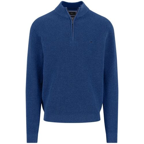 Fynch-Hatton Trui Uni Color Structure Troyer Zip Harbor Blue / male