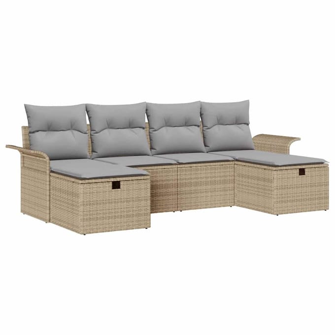 vidaXL - Tuinbank - Set - 6 - st - Beige - en - Lichtgrijs - 55 - x - 55 - x - 37 - cm