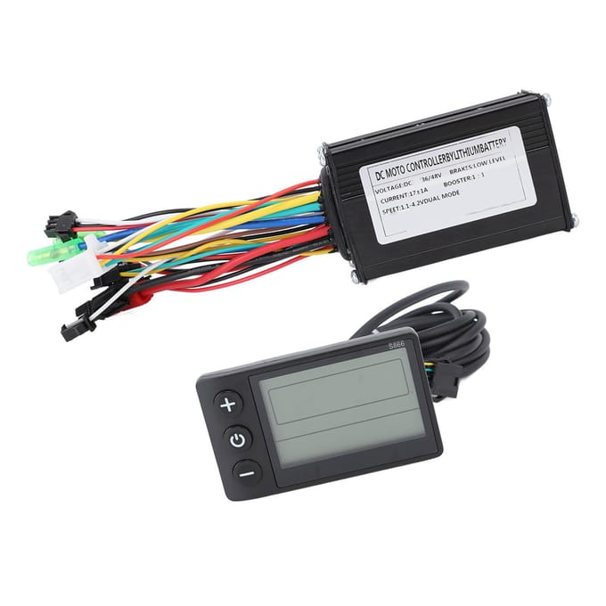 Elektrische Fiets Lithium Batterij Modificatie Kit 3 Modus 17A Motorcontroller met S866 Displaypaneel black