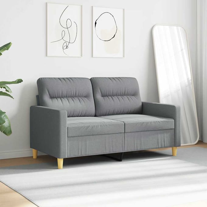 Vidaxl Bank 2-zits, Lichtgrijs, 120 Cm, Bekleed met Stof