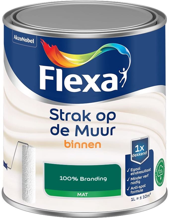 Flexa - Strak Op De Muur Binnen Mat - 100% Branding - Mengverf - 1 L