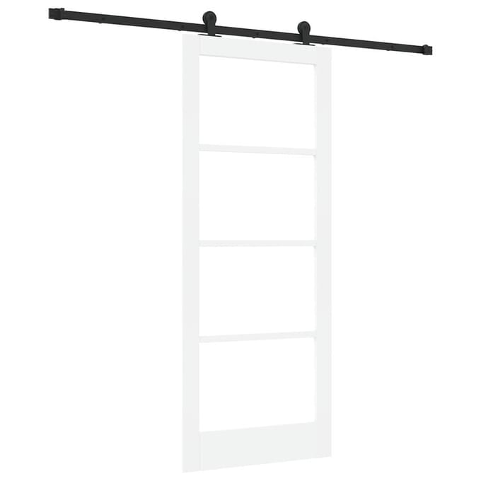 vidaXL - Schuifdeur - ORKDAL - Wit - 83 - x - 202 - cm - Massief - grenenhout - en - glas