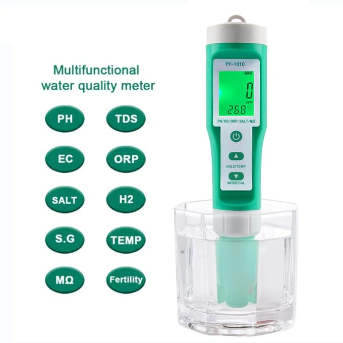 10 in 1 PHECTDSORPH2FertileSalinityS.GM Ohm Temp Waterkwaliteitsmeter Digitaal Multifunctioneel veelkleurig