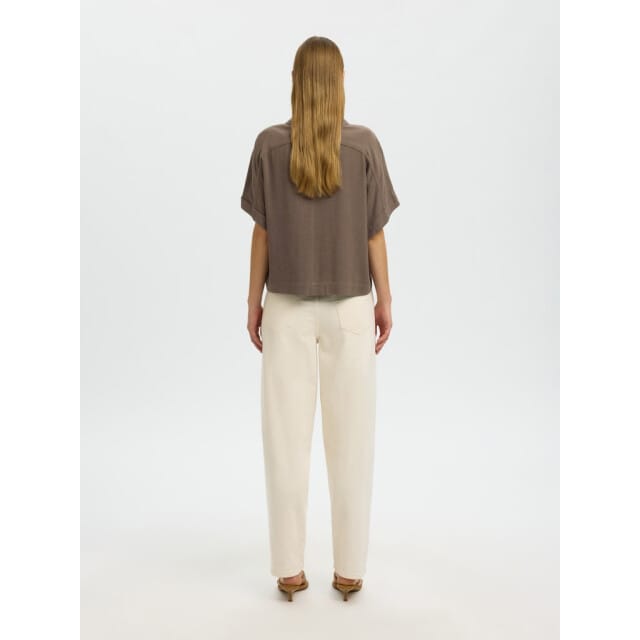 regular fit blouse van een viscose-linnenmix model 'VIVA'