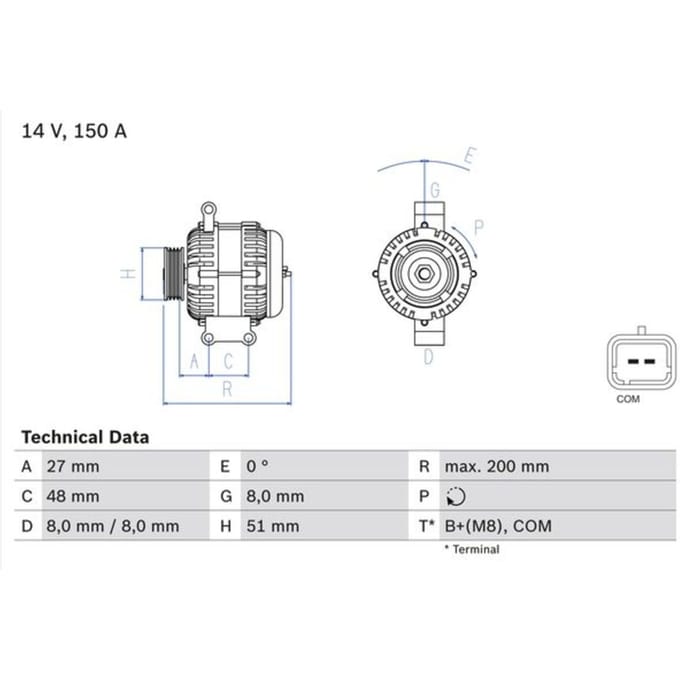 Driefasige generator BOSCH 0 986 048 740, gerenoveerd
