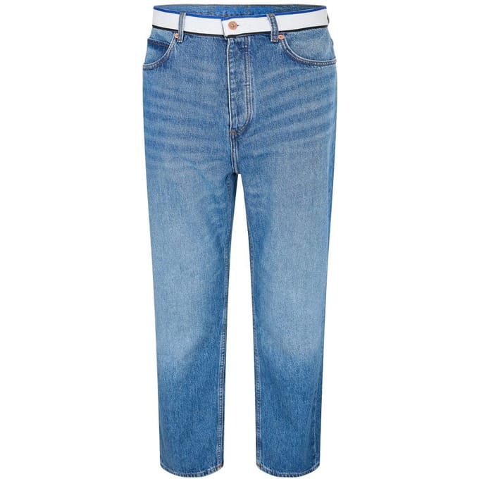 Hugo Heren Nate Denim Jeans Wijde Pijpen (Medium Blauw)