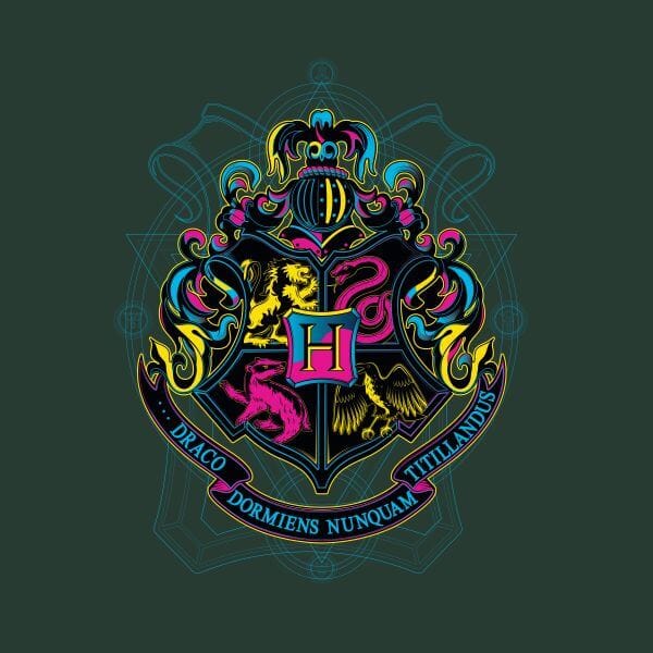 Harry Potter Hogwarts Neon Crest Women's T-Shirt - Green - S