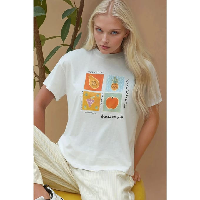 Geprinte Regular Fit Ronde Hals T-shirt van 100% Katoen
