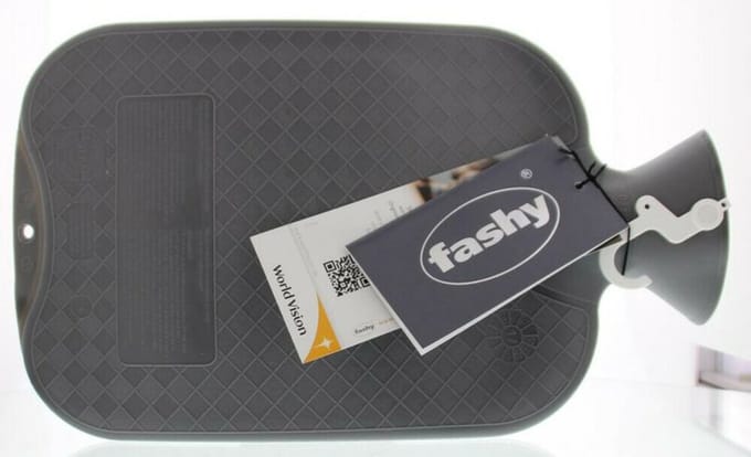 Fashy warm water kruik - enkelzijdig geribbeld - grijs - 2 liter