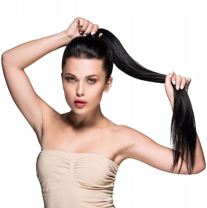 Aansluitende paardenstaart van synthetisch haar, 60 cm, heel lichtblond