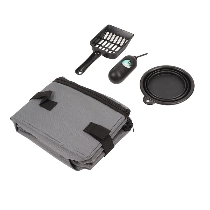 Reis Kattenbak Draagbaar Lekdicht Opvouwbaar Kattenbak met Deksel voor Reizen Kamperen black