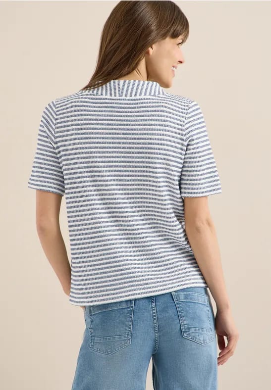 Shirt met trechtervormige hals en structuur