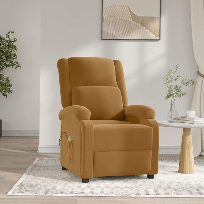vidaXL - Massagestoel - elektrisch - verstelbaar - fluweel - bruin