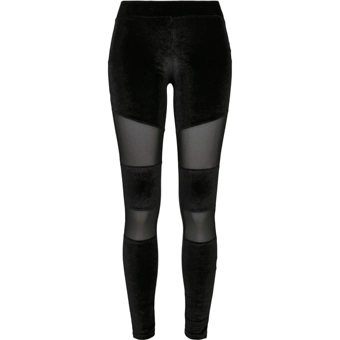 Urban Classics - Velvet Tech Mesh Sportlegging - L - Zwart