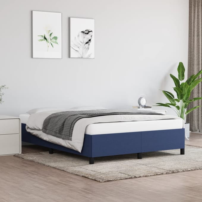 vidaXL - Bedframe - zonder - matras - stof - blauw - 140x200 - cm