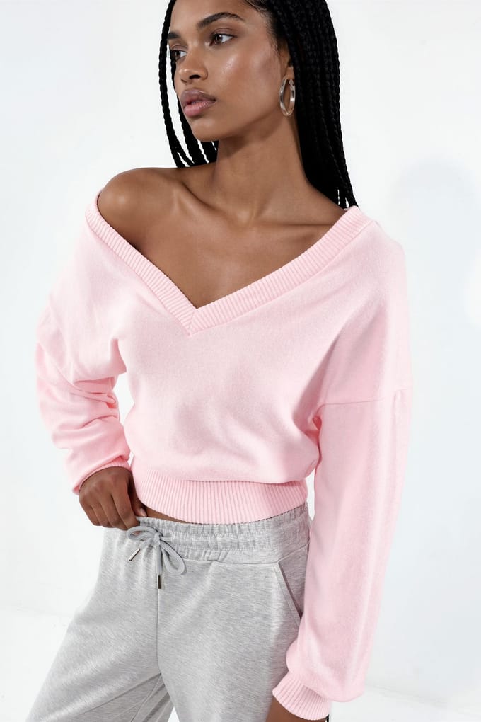 Dames Crop V-hals Sweatshirt