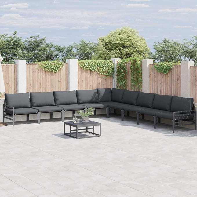 vidaXL - Tuinbank - Set - 10 - st - Zwart - Staal