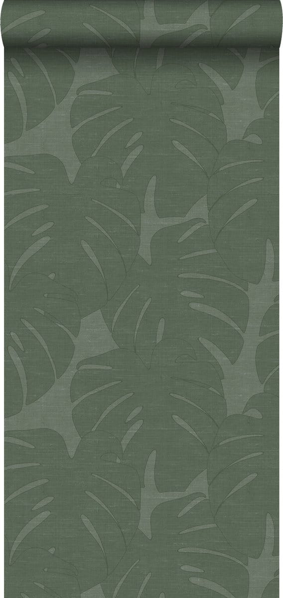Origin Wallcoverings behang bladeren met geweven structuur groen - 347762 - 0,53 x 10,05 m