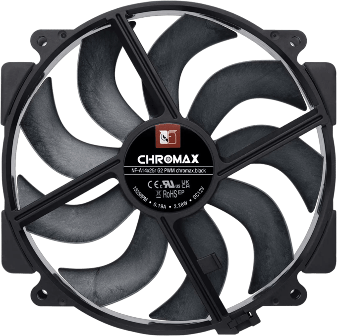 Noctua NF-A14x25r G2 PWM chromax.black - Case ventilator - 140mm - Black