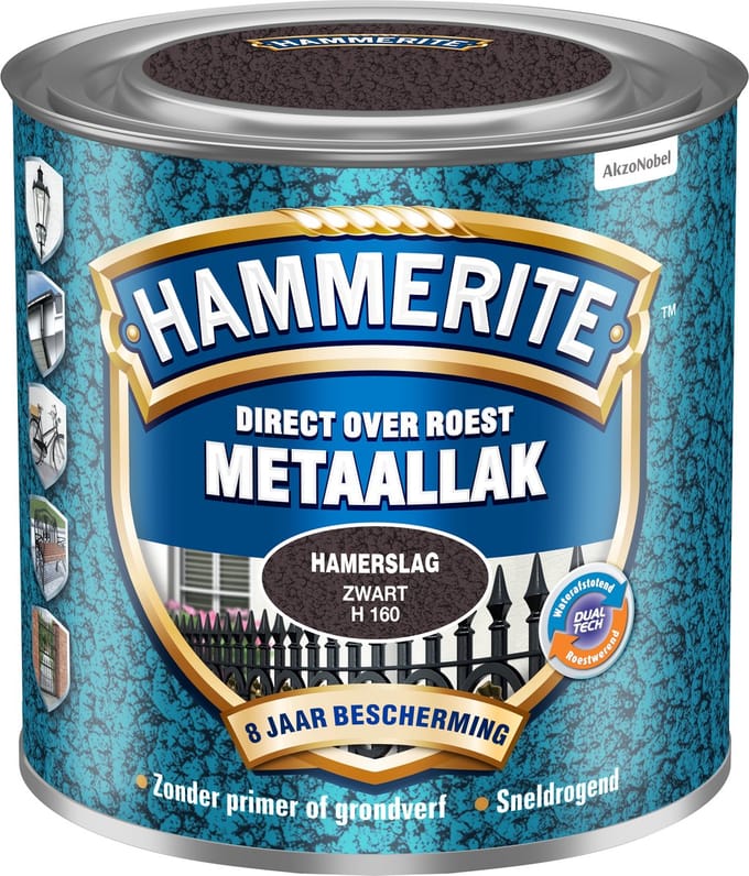 Hammerite - Metaallak Hamerslag - Zwart - 250 Ml