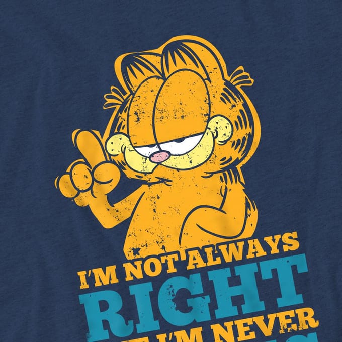 Garfield Unisex Volwassen Never Wrong T-shirt XL Vloot