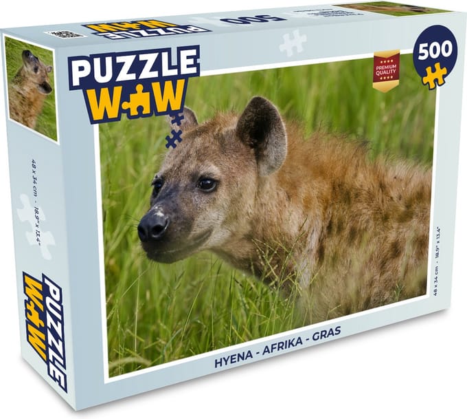 Puzzel Hyena - Afrika - Gras - Legpuzzel - Puzzel 500 stukjes