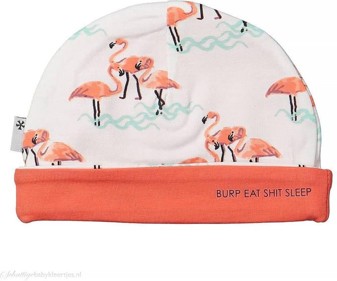 Mutsje Girls Flamingo wit/koraal BESS -  Maat  2