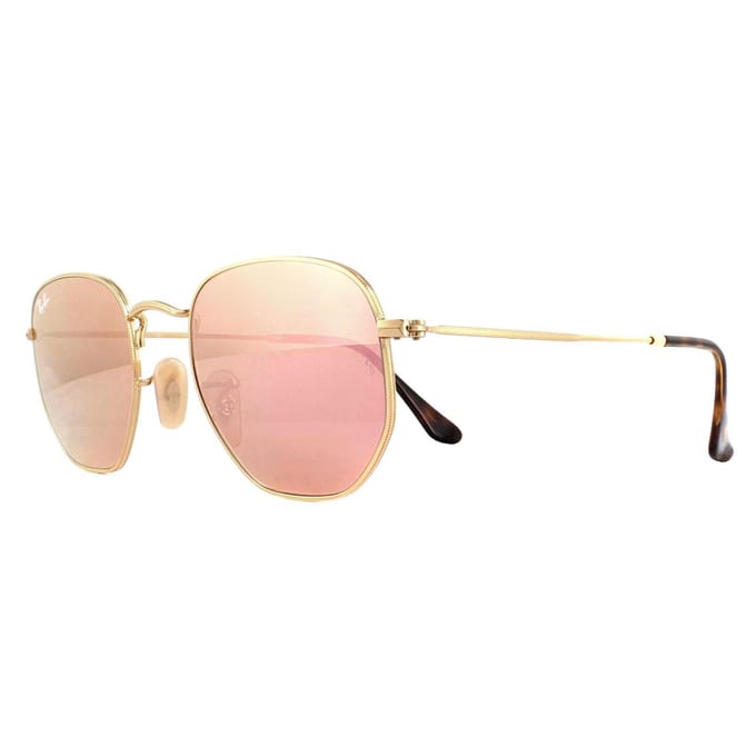 Ray-Ban Vierkant Unisex Goud Koperen Flash Spiegel RB3548N Zeshoekig