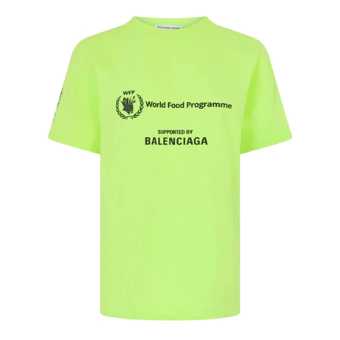 Balenciaga T-shirt voor dames van het Wereldvoedselprogramma (Geel/zwart)
