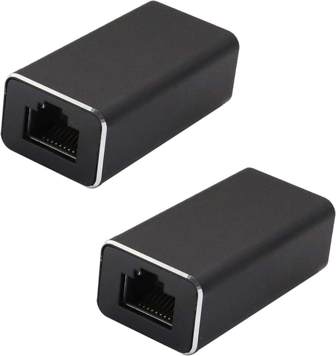 Netwerk Koppeling - Ethernet Verlenger - Kabels Verlengen - Metaal Gekoppeld - 2 Stuks - Zwart