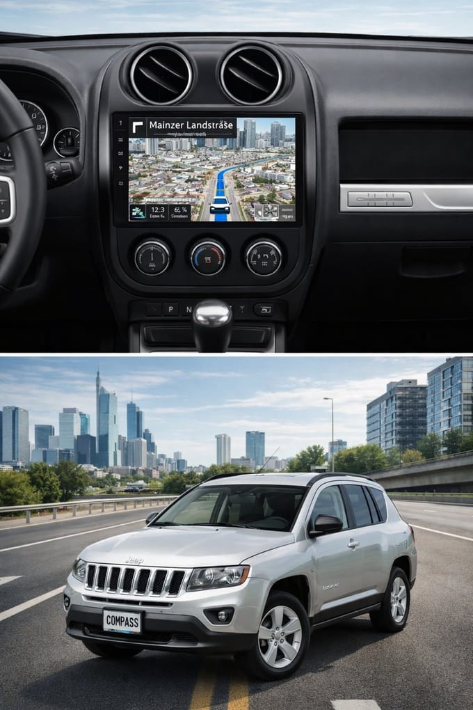 ADIVOX T1 9 inch geschikt voor Jeep Compass 2010-2017 Android 15 CarPlay/Auto/Wifi/RDS/DSP/NAV/DAB+