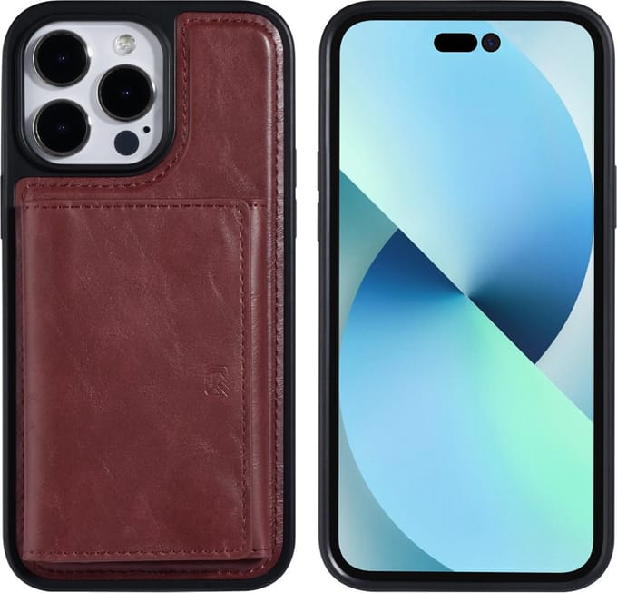 UNIQ Accessory Back Cover Wallet Case voor Apple iPhone 14 Pro Max - Rood PU Leer met Beschermende Functie