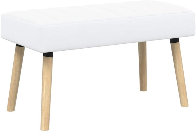 vidaXL - Kanaalgeplooide - Bank - Wit - 80 - x - 40 - x - 46 - cm - Stof