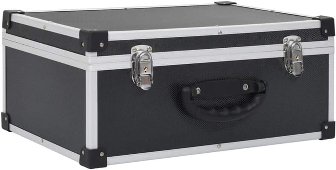 CD-koffer aluminium afwerking zwart ABS houten krat opbergbox organizer
