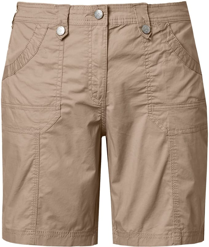 Ulla Popken - Dames - Cargo-bermuda comfortabele tailleband 4-pocket model - Cement - Maat 50