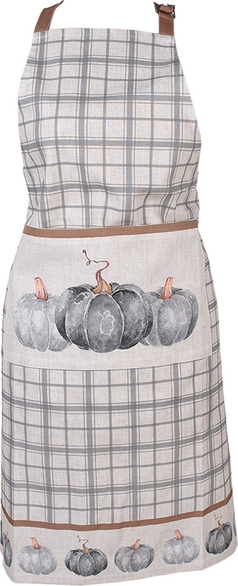 Clayre & Eef Keukenschort Overig 70x85 cm Grijs Katoen Pompoen Herfst decoratie