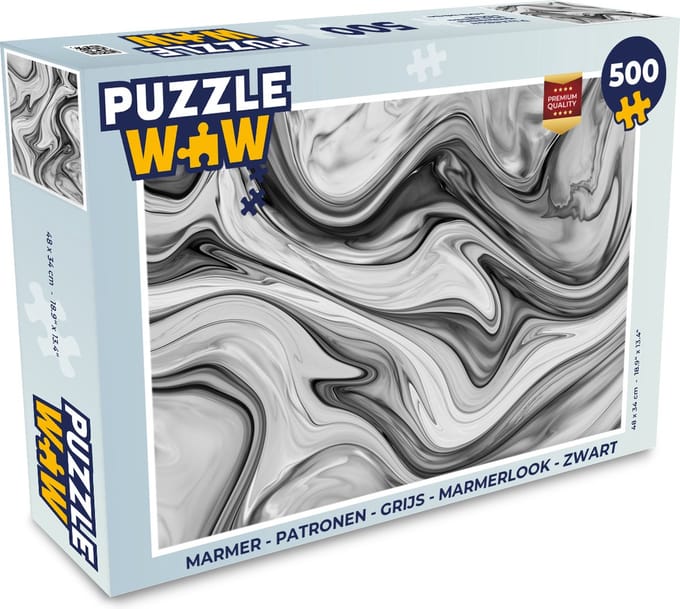 Puzzel Marmer - Patronen - Grijs - Marmerlook - Zwart - Legpuzzel - Puzzel 500 stukjes