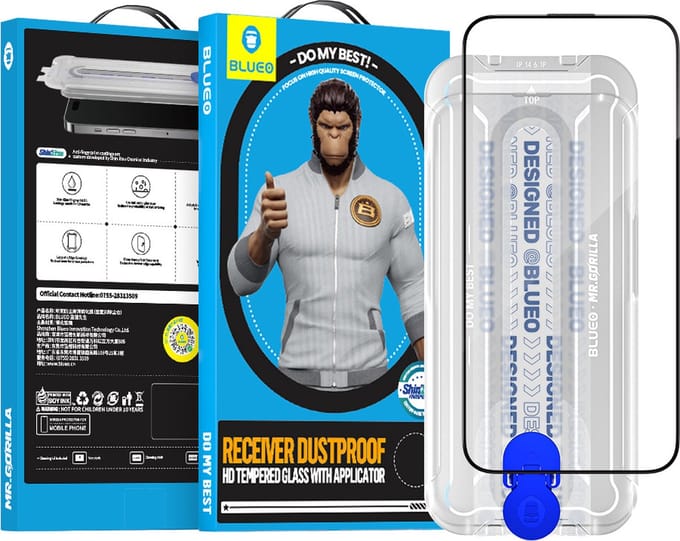 Blueo Glasfolie - Screenprotector Geschikt voor iPhone 14 Pro Max - met Applicatorframe