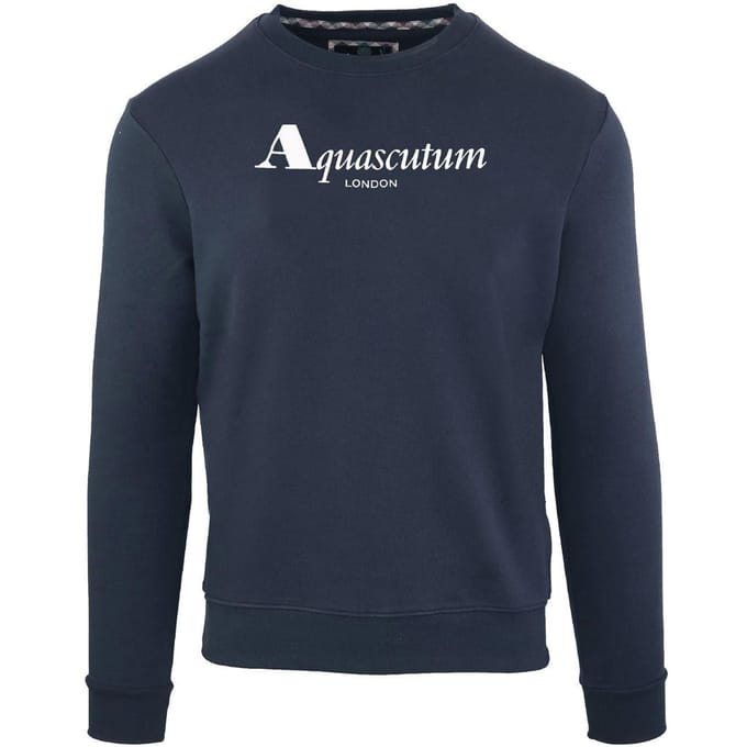 Aquascutum Heren Geribbelde Logo Sweatshirt (Marineblauw)