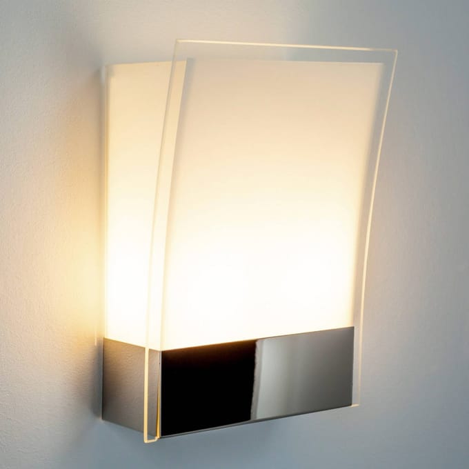 Lindby - Wandlamp - 2lichts - Glas, metaal - H: 26.5 cm - E27 - wit gesatineerd, chroom