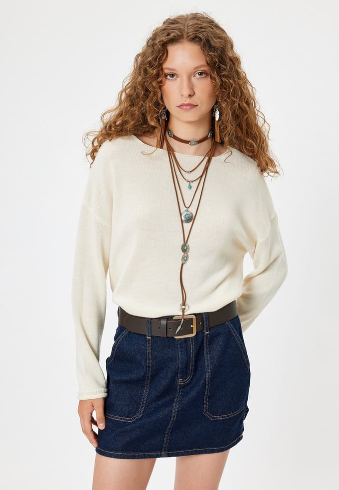 Bootkraag Normaal Sweater